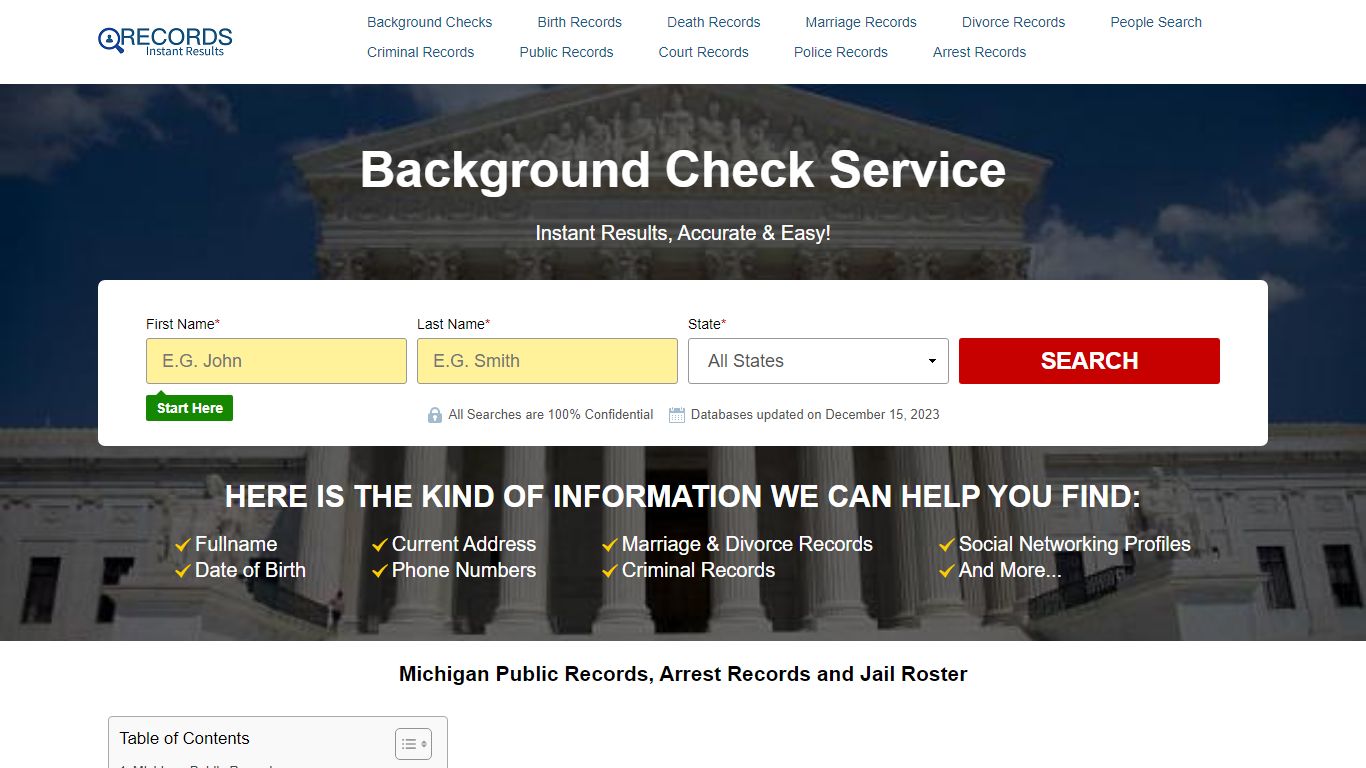 Michigan Public Records, Arrest Records and Jail Roster